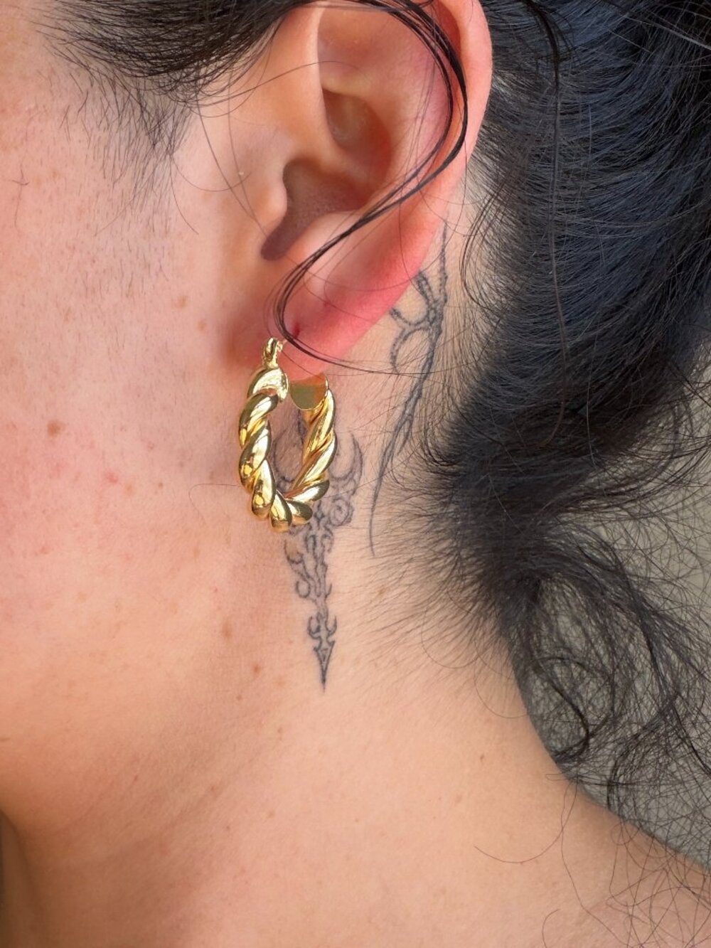 gold braided hoop earrings